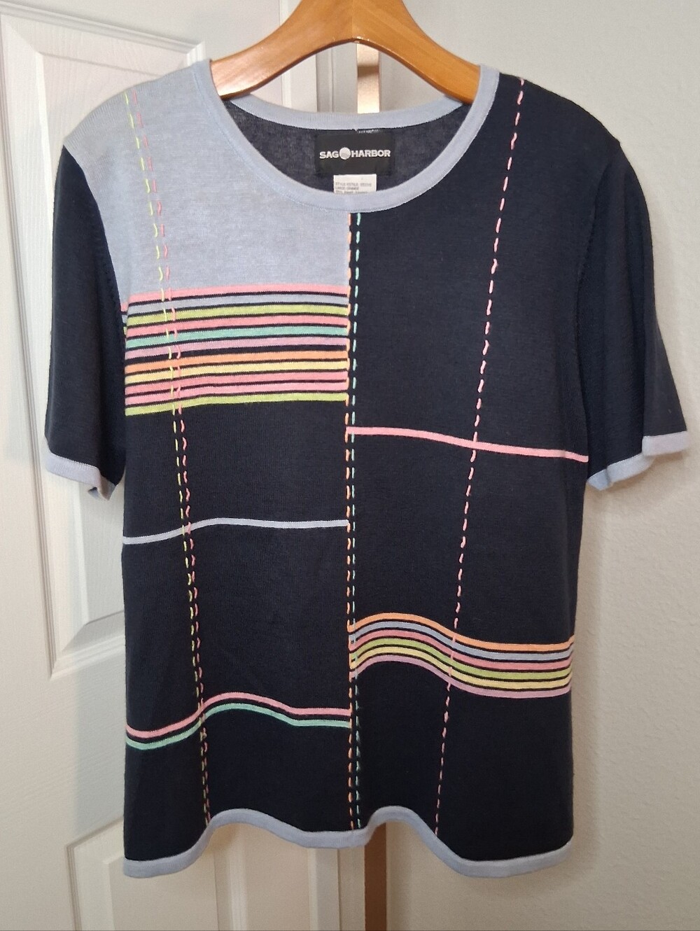 2/$5 - Sag Harbor Patterned Sweater Blouse Size Large